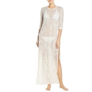 Tavik Swimwear White Sheer Palm Leaf Maxi Cover-Up Dress Size S M (045)